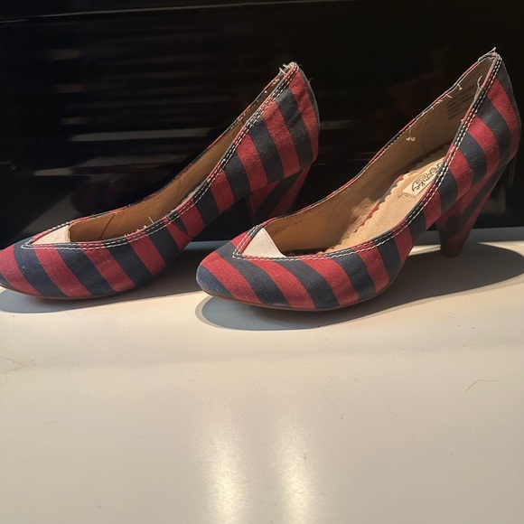 Naughty Monkey Red and Blue Striped Heels - Picture 3 of 5